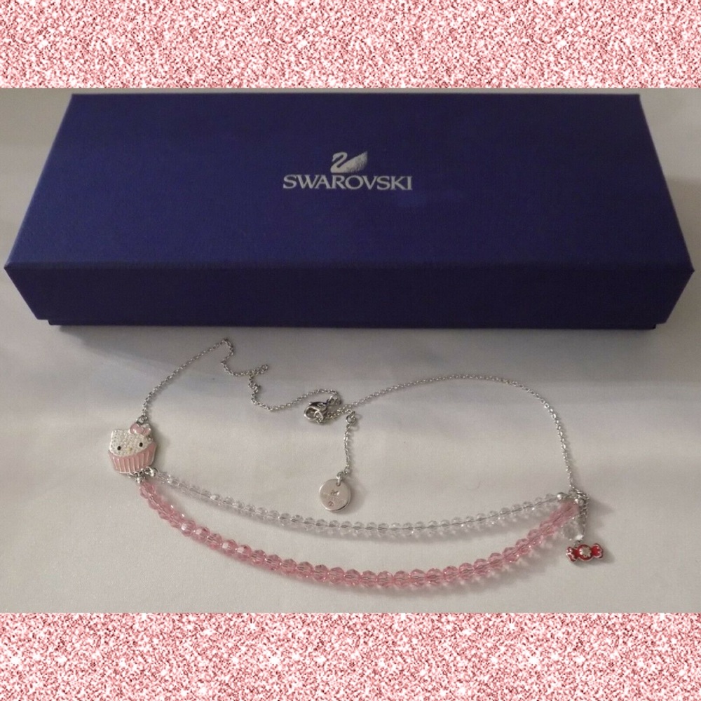 RARE Swarovski Hello Kitty Cupcake Beaded Necklace